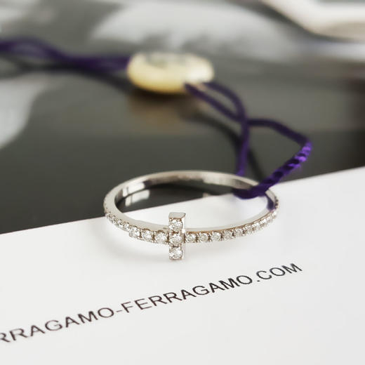 【95新】Tiffany & Co.蒂芙尼白金窄版满钻T型线圈戒指52号女士200426TJ16 商品图2