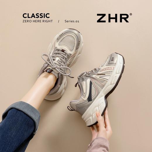 ZHR复古百搭时尚老爹鞋女春季新款厚底通勤增高透气运动休闲鞋女 商品图7