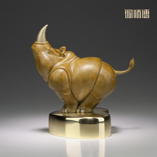 铜师傅 铜摆件《心有灵犀》铜工艺品家居饰品客厅桌面犀牛礼品 商品图2