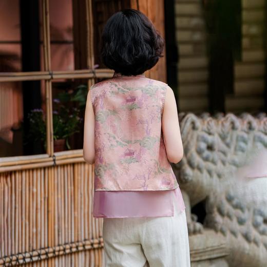 西子/三生三世重磅桑蚕丝提花欧根纱新中式立领马甲/MJBH1555 商品图2