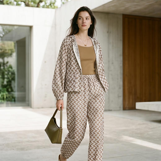 PALUOPO/PL春夏桑蚕丝复古连帽小个子真丝外套ES250737Z 商品图3