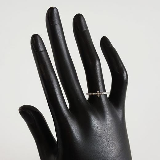 【95新】Tiffany & Co.蒂芙尼白金窄版满钻T型线圈戒指52号女士200426TJ16 商品图5