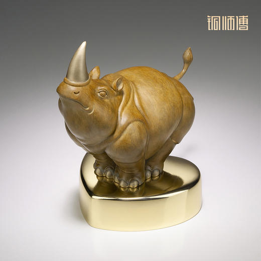 铜师傅 铜摆件《心有灵犀》铜工艺品家居饰品客厅桌面犀牛礼品 商品图3