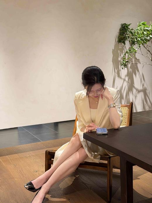 法小曼*子珍鹅黄色夏季西装套装气质高级显瘦半裙6CS08 商品图3