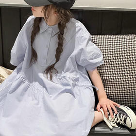 【俏皮减龄❗️韩系慵懒松弛感】童装女童连衣裙新款夏季儿童裙子中大童学院风POLO衬衫裙子。xb
