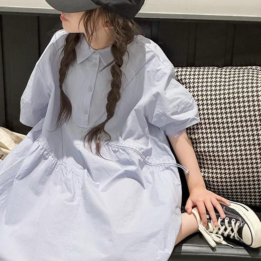 【俏皮减龄❗️韩系慵懒松弛感】童装女童连衣裙新款夏季儿童裙子中大童学院风POLO衬衫裙子。xb 商品图0