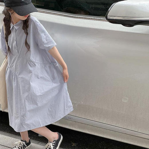 【俏皮减龄❗️韩系慵懒松弛感】童装女童连衣裙新款夏季儿童裙子中大童学院风POLO衬衫裙子。xb 商品图3