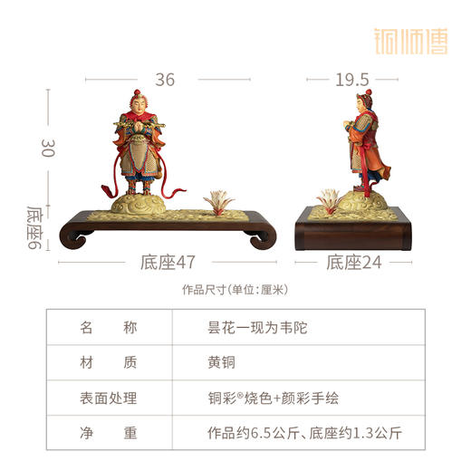 铜师傅 铜摆件《昙花一现为韦陀》桌面客厅办公室家居装饰品摆 商品图4