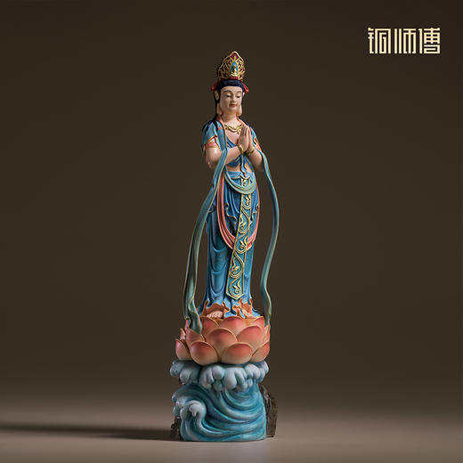 铜师傅《合掌观音（彩绘版）》客厅桌面青铜摆件 家居装饰工艺品 商品图1