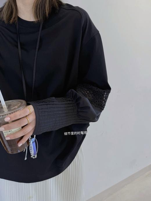 设计感镂空纯色荷叶袖上衣 商品图8