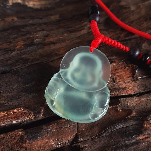 【天然正品】A货翡翠 天然收藏级细腻老坑冰种晴水佛公造型翡翠吊坠项链32.2*27.2*8.6MM（皆取最大值）270326TJ10 商品图5