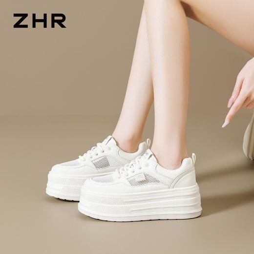 ZHR网面透气6cm厚底小白鞋26夏季新款小个子超轻运动休闲鞋女鞋 商品图2