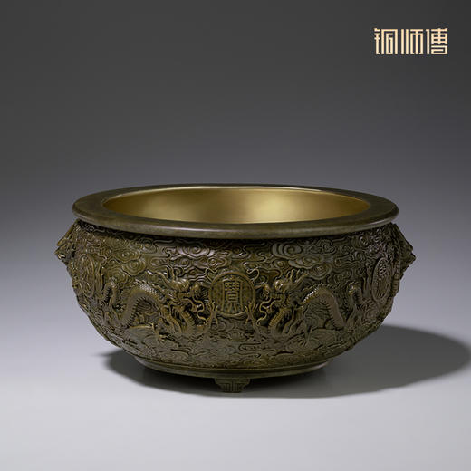 铜师傅铜摆件《祥龙聚宝盆》桌面客厅家居装饰品家用开业乔迁摆件 商品图2