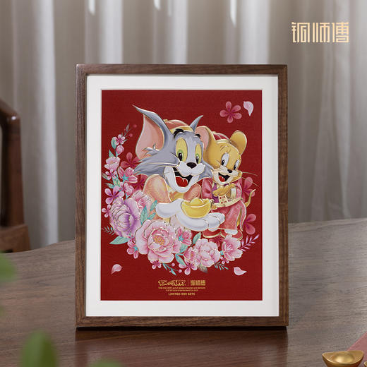铜师傅 正版授权 手工錾刻 《猫和老鼠》桌面铜雕画 书桌装饰摆件 商品图4