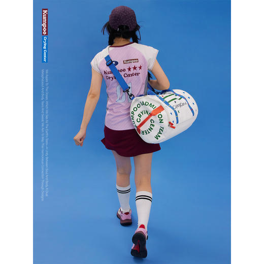 CryingCenterx薰风联名2.0皮质撞边星星圆桶手提斜挎两用羽毛球包 商品图3