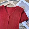 樱桃红V领瘦瘦T恤 ，穿上去秒变“S型身材”，严选莱赛尔面料，显白百搭，时髦高级一整个春夏 商品缩略图7