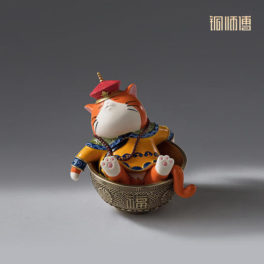 铜师傅《朕想躺赢》上新了故宫联名 猫咪办公桌面铜摆件创意礼物 商品图2