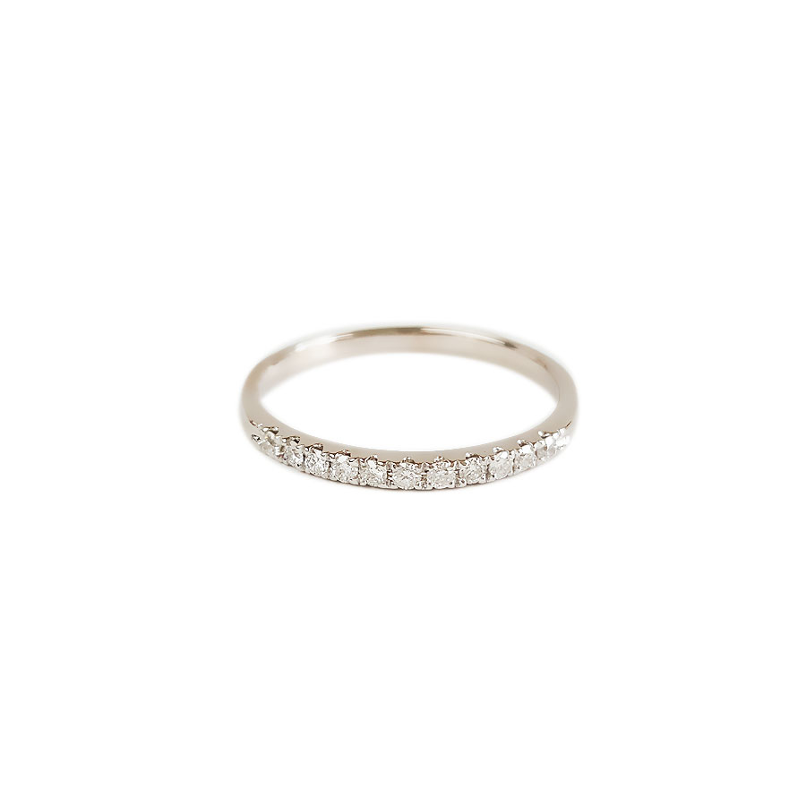 ENZO  周大福 AU750白金简约时尚群镶款0.20克拉钻石戒指 19号（戒圈可改） 100426TJ05