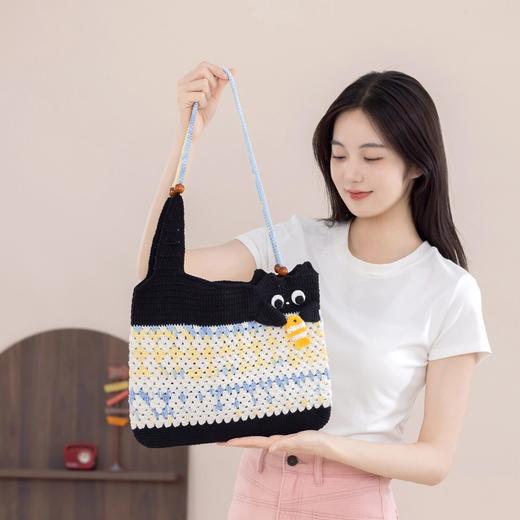 苏苏姐家黑猫小挎包手工diy编织钩针云小骨毛线团自制包包材料包 商品图3