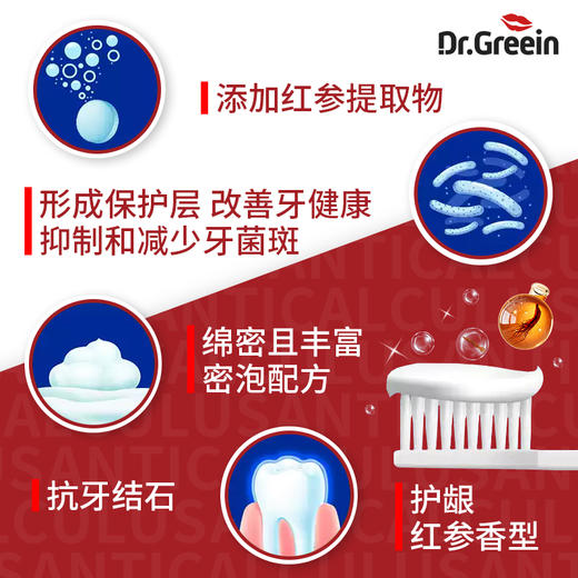 三色分区 搞定全家口腔需求 | 韩国原装进口Dr. Greein格芮茵牙膏系列 日常口腔清洁护理 120g*3支家庭装 商品图5