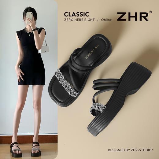 ZHR则则闪耀水钻厚底凉鞋女2026新款外穿露脚趾拖鞋超软舒适女鞋 商品图1