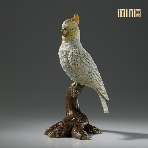 铜师傅 铜摆件《铜师傅百鸟集》之葵花凤头鹦鹉 铜工艺品 家居饰品摆件 商品图2