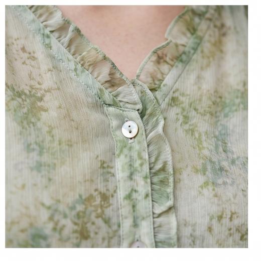 PALUOPO/PL桑蚕丝V领优雅减龄印花裙中长款真丝连衣裙ES250851Z 商品图4