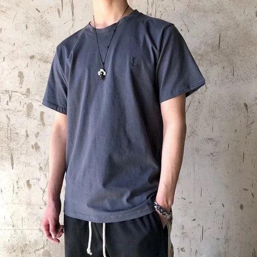 高定莫兰迪灰色情侣款短袖T恤 商品图0