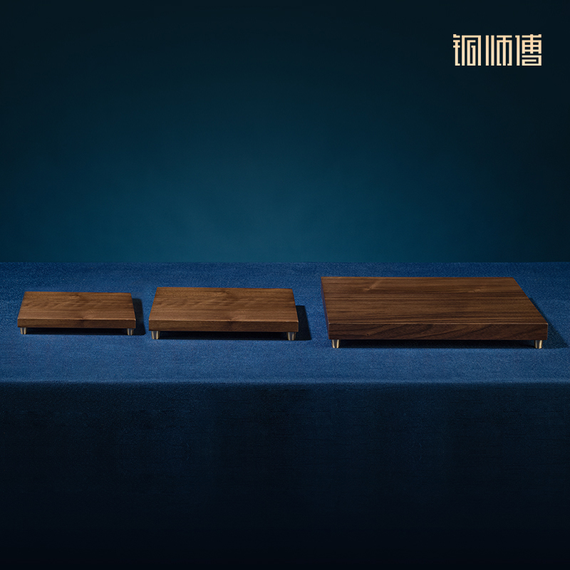 铜师傅 黑胡桃原木《底座》工艺品摆件木质方形实木底座