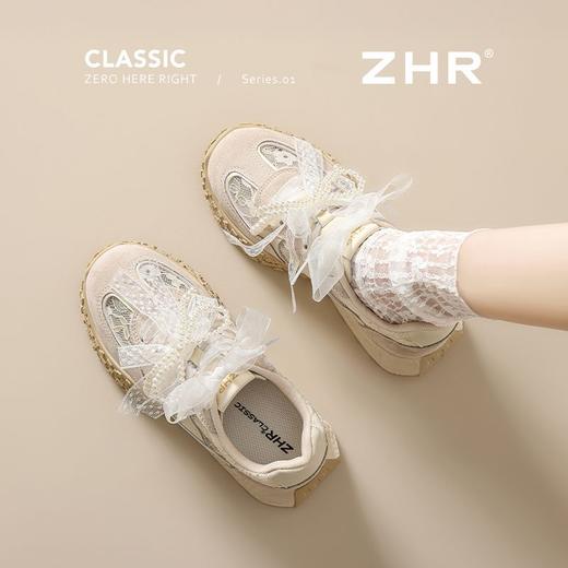 ZHR甜美蕾丝珍珠透气德训鞋2026夏季新款百搭内增高小个子休闲鞋 商品图6