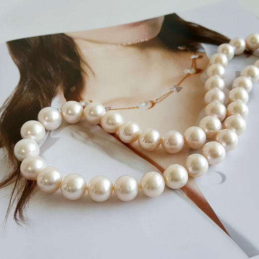 【天然正品】 天然近圆约11-12MM白色强晕彩珍珠项链 链长：45.5CM（皆取最大值） 200426NJT44 商品图5