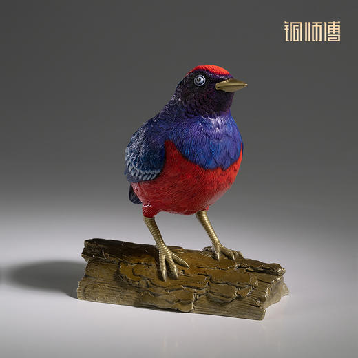 铜师傅 铜摆件《铜师傅百鸟集》之榴红八色鸫 铜工艺品 家居饰品摆件 商品图3