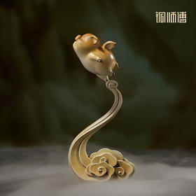 铜师傅《飞翔小猪》客厅桌面铜猪摆件 家居装饰工艺品 乔迁礼物