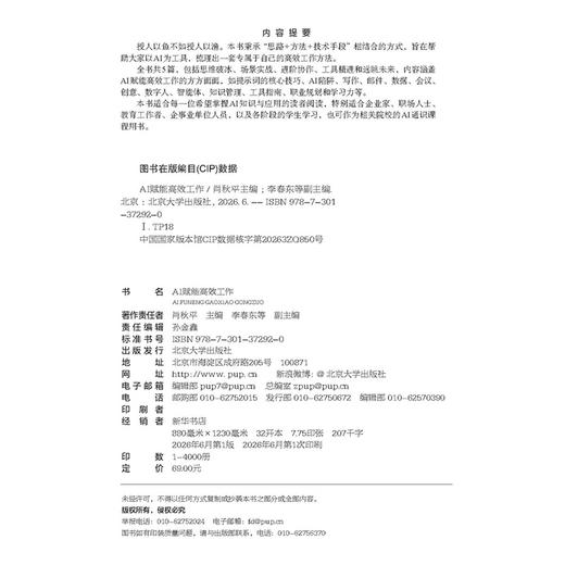 AI赋能高效工作 肖秋平 主编  李春东 方崇德 戎东尧 李才应 副主编   北京大学出版社 商品图2