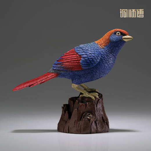 铜师傅 铜摆件 《铜师傅百鸟集》之红翅噪鹛 铜工艺品 家居饰品摆件 商品图3