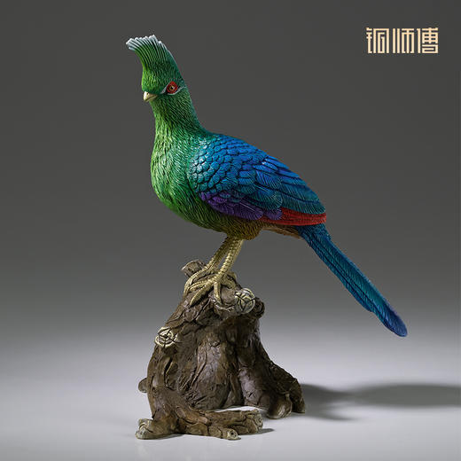 铜师傅 铜摆件《铜师傅百鸟集》之白梢冠蕉鹃 铜工艺品 家居饰品摆件 商品图3