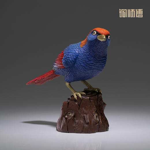 铜师傅 铜摆件 《铜师傅百鸟集》之红翅噪鹛 铜工艺品 家居饰品摆件 商品图2