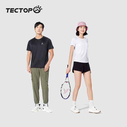 探拓户外运动速干短袖T恤男女夏季透气基础宽松跑步健身快干上衣 商品图2