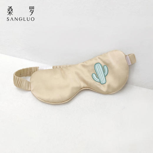 桑罗仙人掌刺绣真丝眼罩100%桑蚕丝遮光助睡眠礼盒送礼2026新款 商品图4