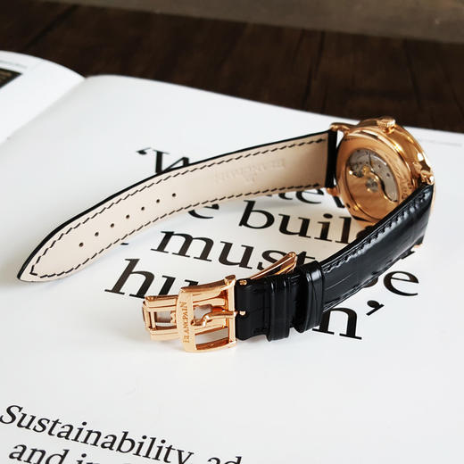 【95新】Blancpain宝珀6653-3642-55B自动机械日期显示、飞返40MM（男款）经典系列  18k玫瑰金110426NJS05 商品图6