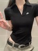 钩子针织运动女子短袖翻领衫夏季新款刺绣小勾短款T恤 商品缩略图2