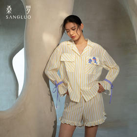 微笑豚豚』桑罗江豚印花桑蚕丝睡衣套装女夏家居服可外穿2026新款
