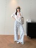 蓝白条纹+立体刺绣棉料直筒阔腿裤 商品缩略图10
