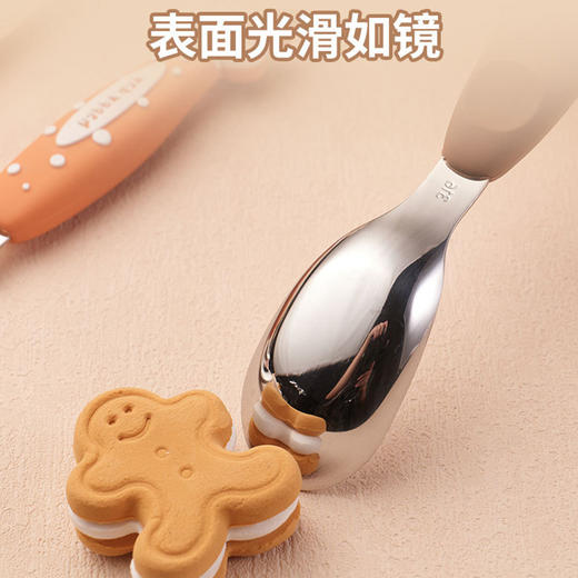 【316卡通元宝勺】卡通316不锈钢辅食叉可爱学吃饭短勺叉宝宝儿童餐具自主进食训练 商品图5