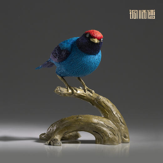 铜师傅 铜摆件《铜师傅百鸟集》之燕尾娇鹟 铜工艺品 家居饰品摆件 商品图2