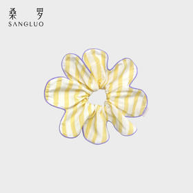 微笑豚豚』桑罗条纹桑蚕丝花瓣发圈女士百搭造型发饰2026新款
