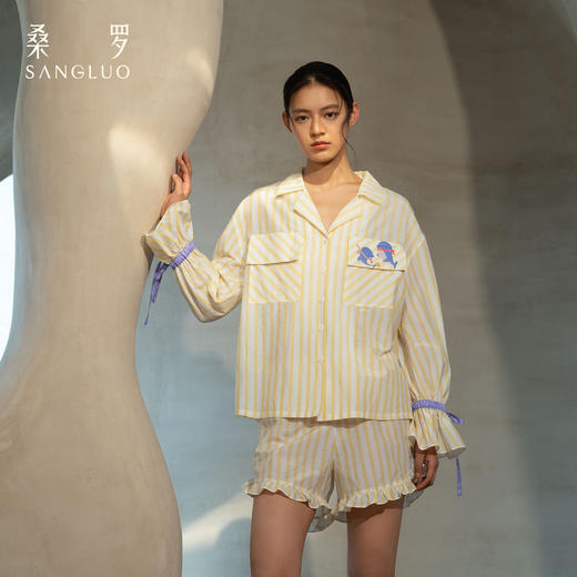 微笑豚豚』桑罗江豚印花桑蚕丝睡衣套装女夏家居服可外穿2026新款 商品图1