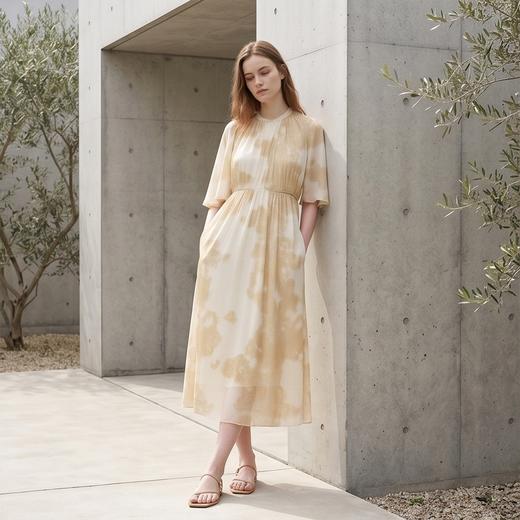 PALUOPO/PL圆领显瘦高级感飘逸仙气桑蚕丝真丝长款连衣裙ES23633Z-A 商品图1