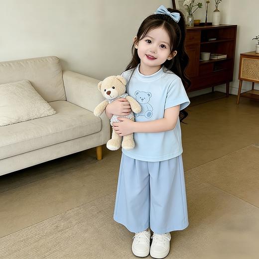 童洛萌女童夏季薄款短袖套装休闲儿童九分裤T恤九分裤两件套夏装90-150 商品图0