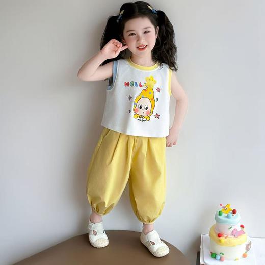 童洛萌女童无袖背心灯笼裤两件套时尚夏季新款女宝宝星星人休闲套装90-150 商品图1